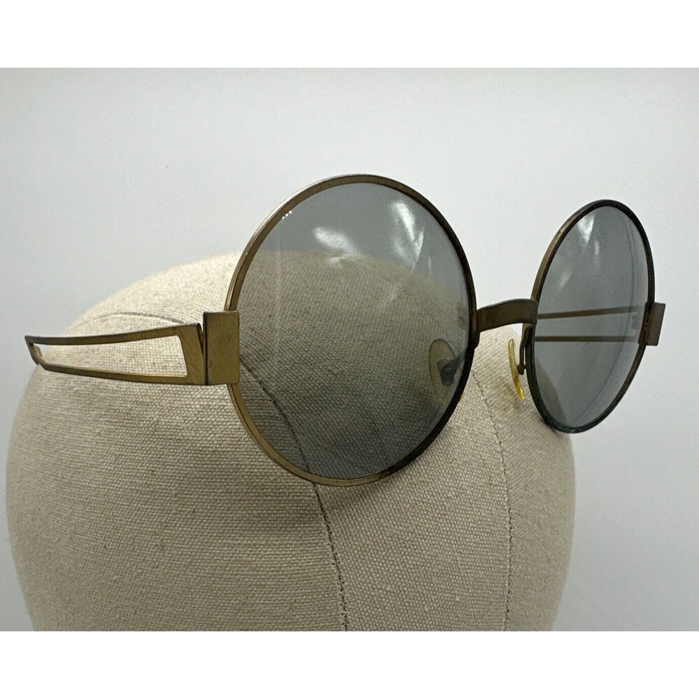 Oleg Cassini Cool Ray Polaroid 340 Round Gold Sunglasses 1960s Vtg Hippy Gypsy